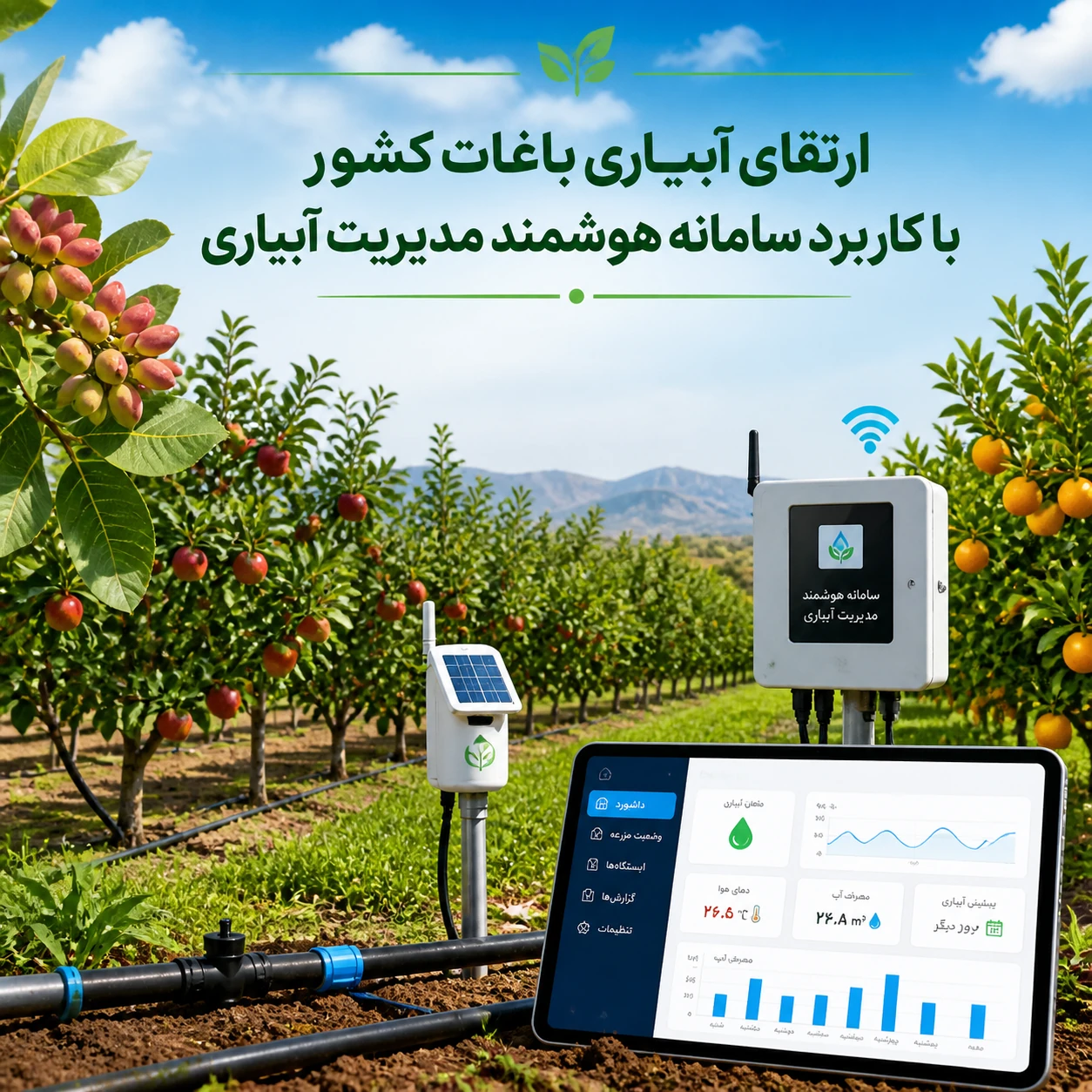 ارتقای آبیاری باغات کشور با کاربرد سامانه هوشمند مدیریت آبیاری